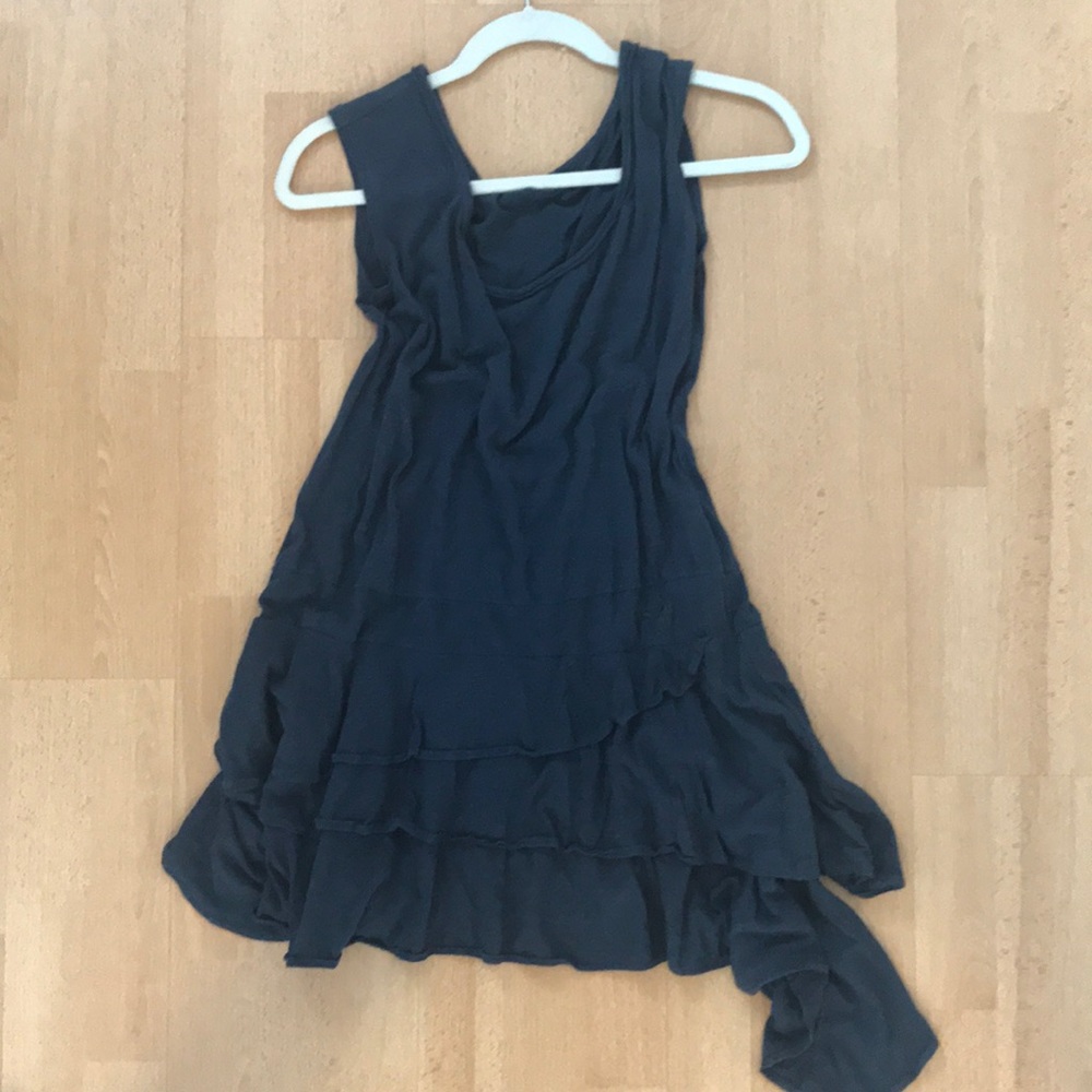 Basic house simple blue asymmetrical swing dress